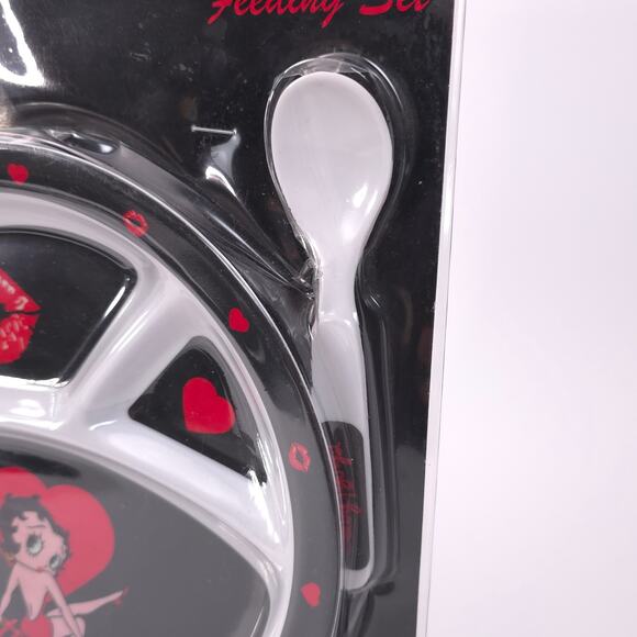 2003 Betty Boop 3 Piece Feeding Set Divided Plate Spoon Fork Sealed - Picture 3 of 7